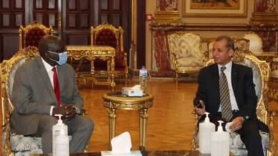 المستشار محمود عتمان آمين عام الشيوخ يستقبل وفد سوداني